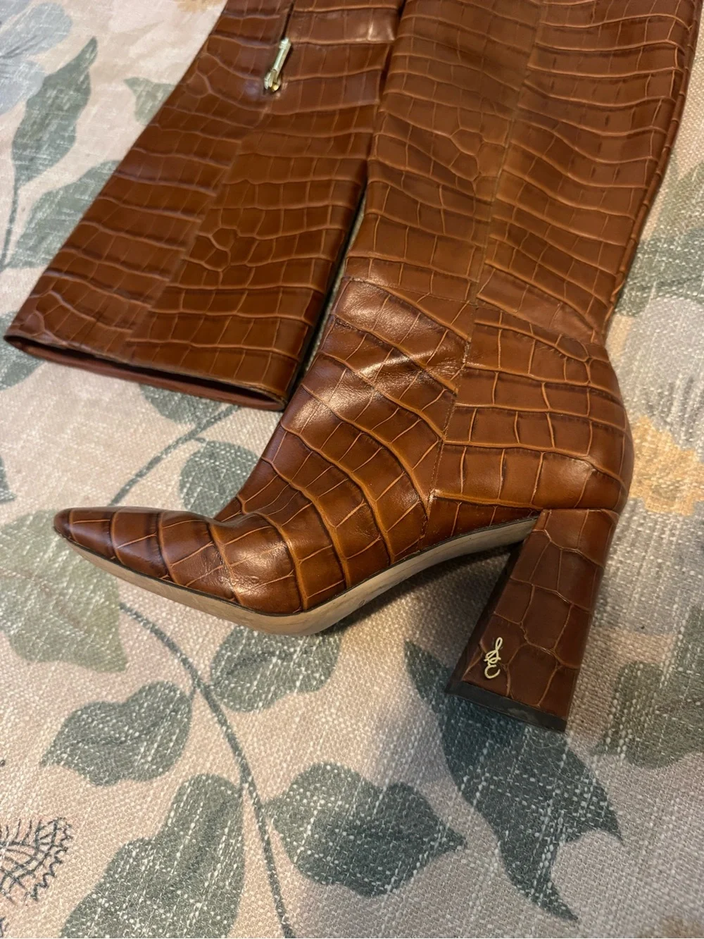 Sam Edelman Clarem Knee High Boot in Tawny Brown Croc sz 7.5